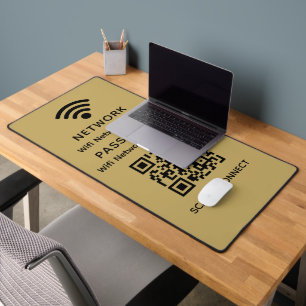 Gold Simple Elegant Wifi Code QR Mot de passe rése