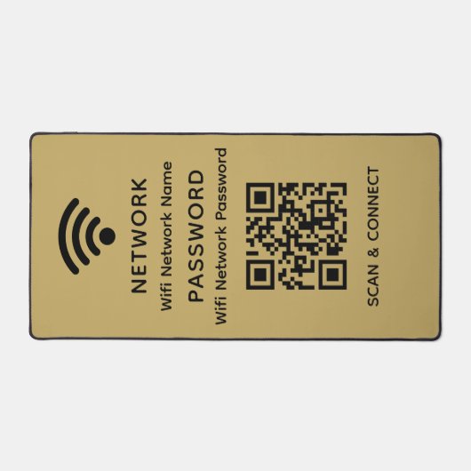 Gold Simple Elegant WiFi QR Code Netwerkwachtwoord Bureaumat (Voorkant)