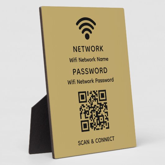 Gold Simple Elegant WiFi QR Code Netwerkwachtwoord Fotoplaat (Zijkant)