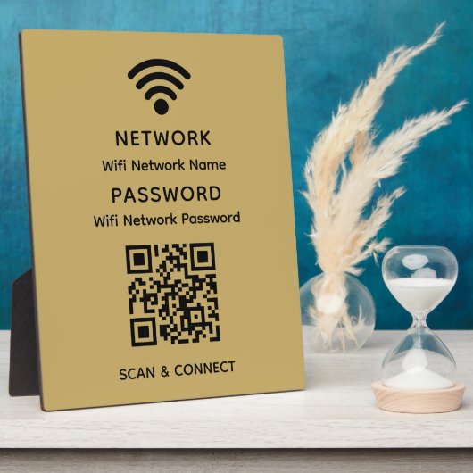 Gold Simple Elegant WiFi QR Code Netwerkwachtwoord Fotoplaat (Zijkant)