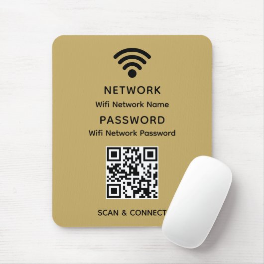 Gold Simple Elegant WiFi QR Code Netwerkwachtwoord Muismat (Met muis)