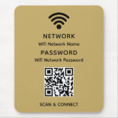 Gold Simple Elegant WiFi QR Code Netwerkwachtwoord Muismat (Voorkant)