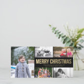 Gold Simple Joyeux Collage de Noël 5 Carte photo (Debout devant)