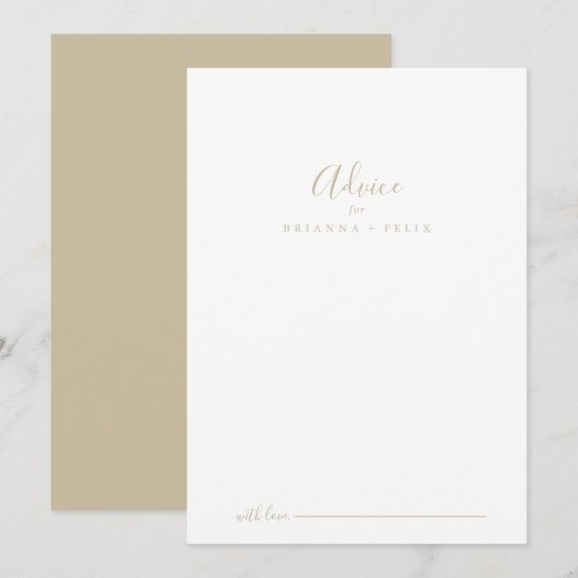 Gold Simple Minimalist Wedding Advice Kaart (Voorkant / Achterkant)