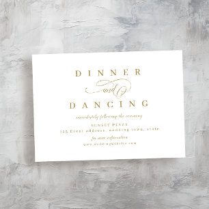 Gold Simple romantic script bruiloft receptie Informatiekaartje