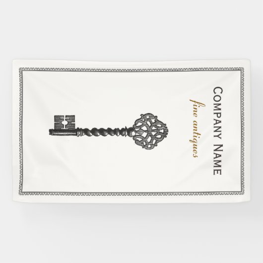 Gold Skelet Key Antiek Meubelwinkel Spandoek (Horizontaal)