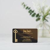 Gold Skeleton Key Brown Locksmith Cartes de visite (Debout devant)