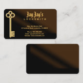 Gold Skeleton Key Brown Locksmith Cartes de visite (Devant / Derrière)