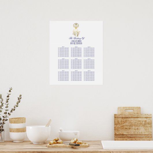 Gold  Skeleton Key Wedding Seating Chart Poster (Keuken)