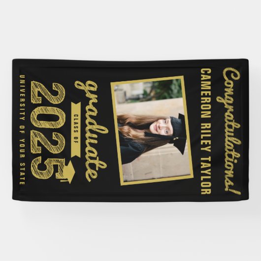 Gold Sketch 2025 Gefeliciteerd met het afstuderen Spandoek (Horizontaal)