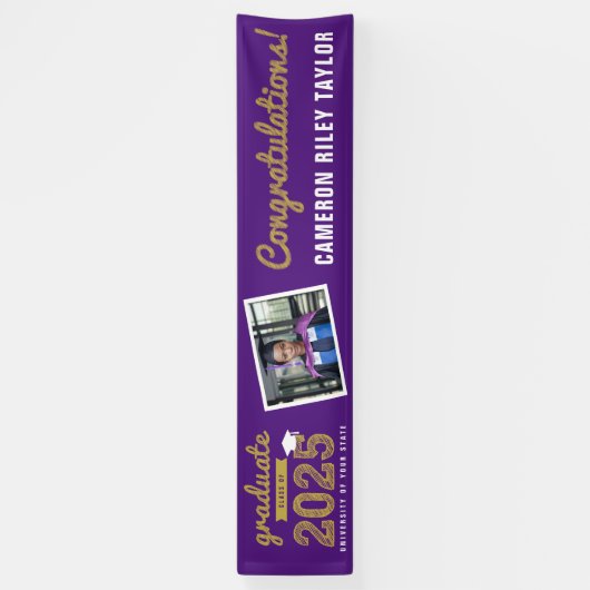 Gold Sketch Class of 2025 Afstudeerfeest Spandoek (Verticaal)