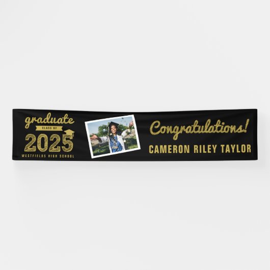 Gold Sketch Class of 2025 Afstudeerfeest Spandoek (Horizontaal)