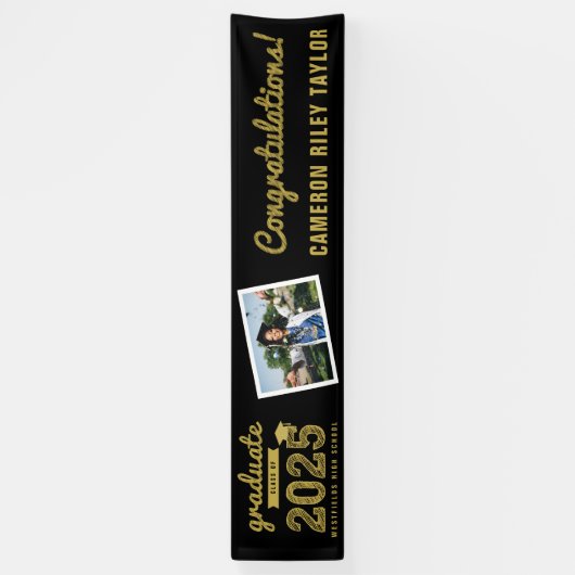 Gold Sketch Class of 2025 Afstudeerfeest Spandoek (Verticaal)