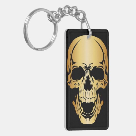 Gold Skull Acryl Sleutelhanger Rechthoek (Voorkant Links)