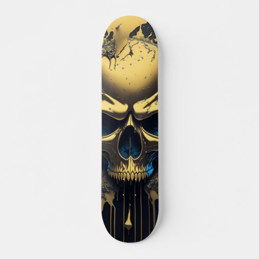 Gold Skull - Numb-Skulls Design #1 Skateboard (Voorkant)