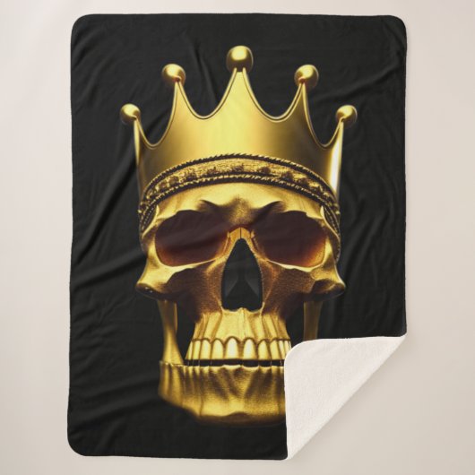 Gold Skull Sherpa Blanket Deken (Voorkant)