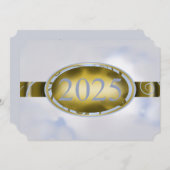 Gold & Sky-Blue Afstuderen Floral Button 2025 Kaar Kaart (Voorkant / Achterkant)