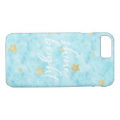 Gold Sky Blue Stars Waterverf glans helder Case-Mate iPhone Case (Achterkant (Horizontaal))