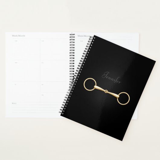 Gold Snaffle Bit Elegant Personalized Equestrian Planner (Display)