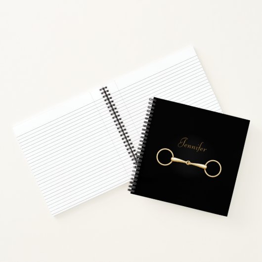 Gold Snaffle Bit Specialized 8"x8" Equestrian Notitieboek (Binnen)