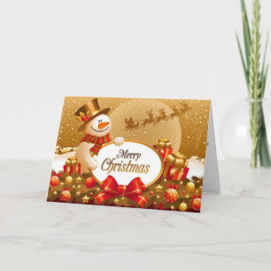 Gold Snow Christmas Wenskaart Feestdagen Kaart