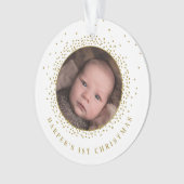 Gold Snow Circle Baby eerste kerstfoto Ornament (voorkant)