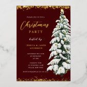 Gold Snow Tree Noël fête Foil Invitation (Recto)