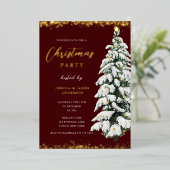 Gold Snow Tree Noël fête Foil Invitation (Debout devant)