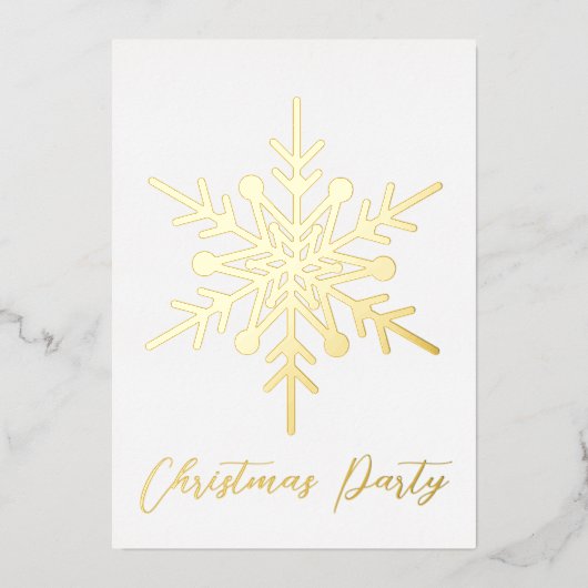 Gold snowflacon fête de Noël invitation réelle (Recto)
