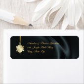 Gold Snowflake Black Silk Étiquettes de adresse de (En situation)