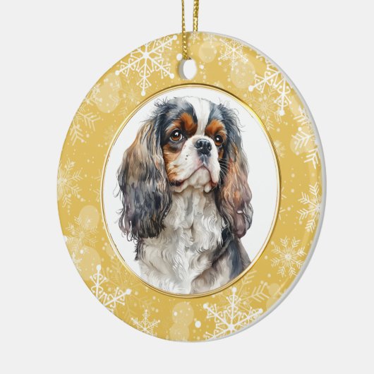 Gold Snowflake Cavalier King Charles Spaniel Keramisch Ornament (Links)