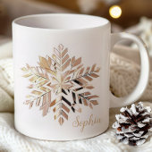 Gold Snowflake Christmas Mug | Custom name