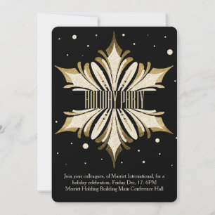Gold Snowflake Corporate Holiday Party Invitation Kaart