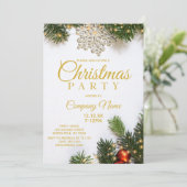 Gold Snowflake Corporate kerstfeestje Kaart (Staand voorkant)