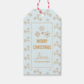 Gold Snowflake Crystals op Frosty Blue - Kerstmis Cadeaulabel (Voorkant)