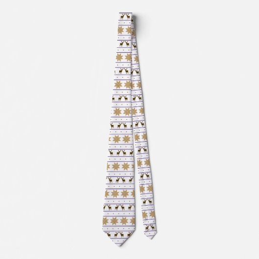Gold Snowflake Deer Nordic Pattern Stropdas (Voorkant)