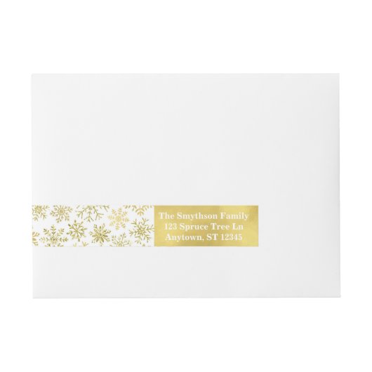 Gold Snowflake Glitter en Foil Adresetiketten Omwikkelbaar Adreslabel (Voorkant)