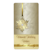 Gold Snowflake Gold Foil Diamond Wine Étiquette (Devant)