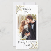 Gold Snowflake Hiver Mariage Merci Carte photo (Devant)