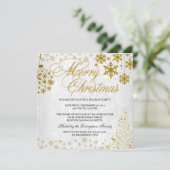 Gold Snowflake Joyeux Noël Invitation de Noël (Debout devant)