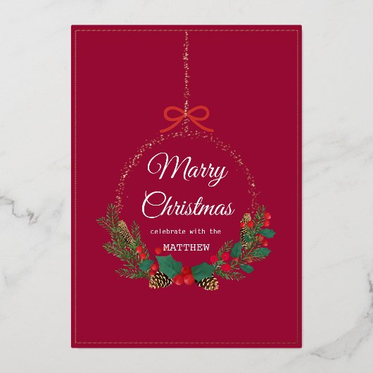 Gold Snowflake Lijst Vakantie Uitnodiging Kaart (Voorkant)