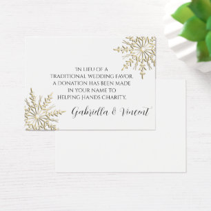 Gold Snowflake Mariage d'hiver Charity Favoriser l