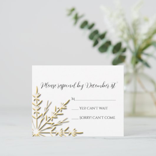 Gold Snowflake Mariage d'hiver RSVP (Debout devant)