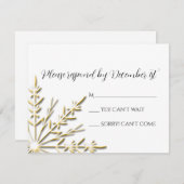 Gold Snowflake Mariage d'hiver RSVP (Devant / Derrière)
