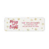 Gold Snowflake Merry en heldere kerst Etiket (Voorkant)