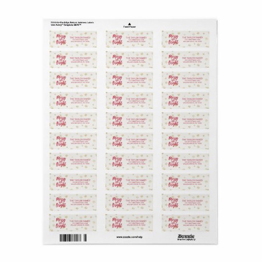 Gold Snowflake Merry en heldere kerst Etiket (Full Sheet)