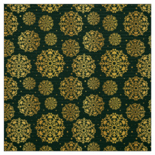Gold Snowflake op groen met poeppringspatroon Stof