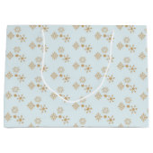 Gold Snowflake op het Frosty Blue-kerstpatroon Groot Cadeauzakje (Voorkant)