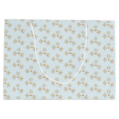 Gold Snowflake op het Frosty Blue-kerstpatroon Groot Cadeauzakje (Achterkant)