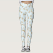 Gold Snowflake op het Frosty Blue-kerstpatroon Leggings (Voorkant)